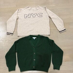 Market & Spruce Beige NYC Sweater and Forest Green Cardigan